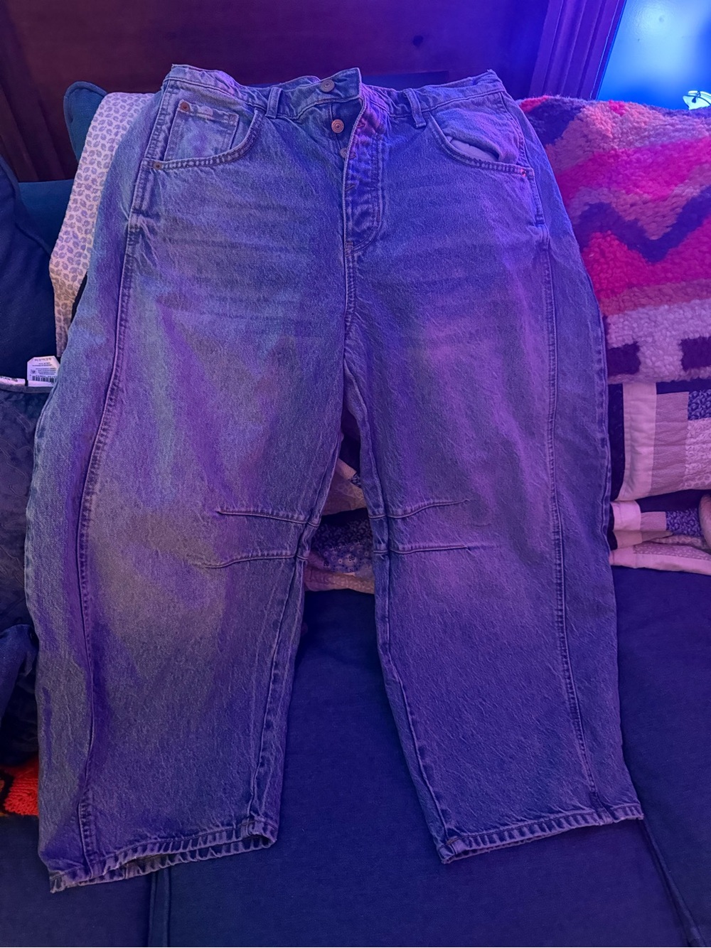 We The Free Wide Leg Blue Denim Jeans
